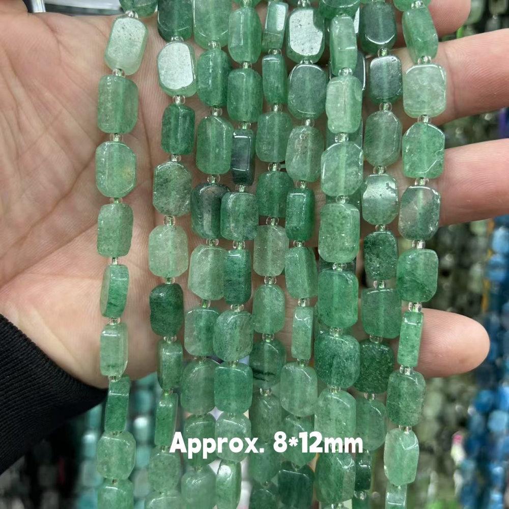 MYA3180--8*12mm Natural Green Strawberry Quartz Irregular Flat Rectangular Beads