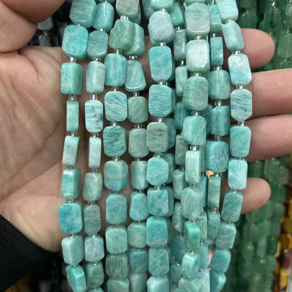 MYA3181--8*12mm Natural Amazonite Irregular Flat Rectangular Beads