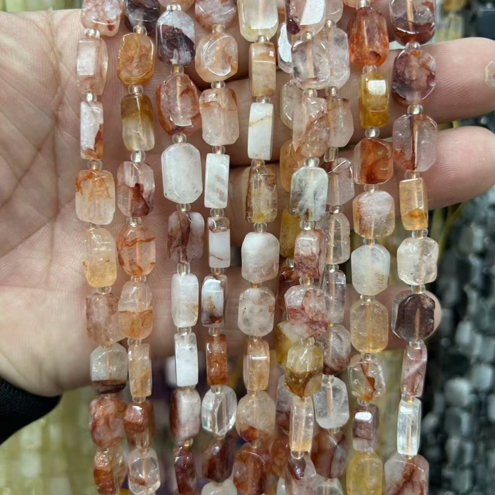 MYA3184--8*12mm Natural Red Glue Flower Irregular Flat Rectangular Beads