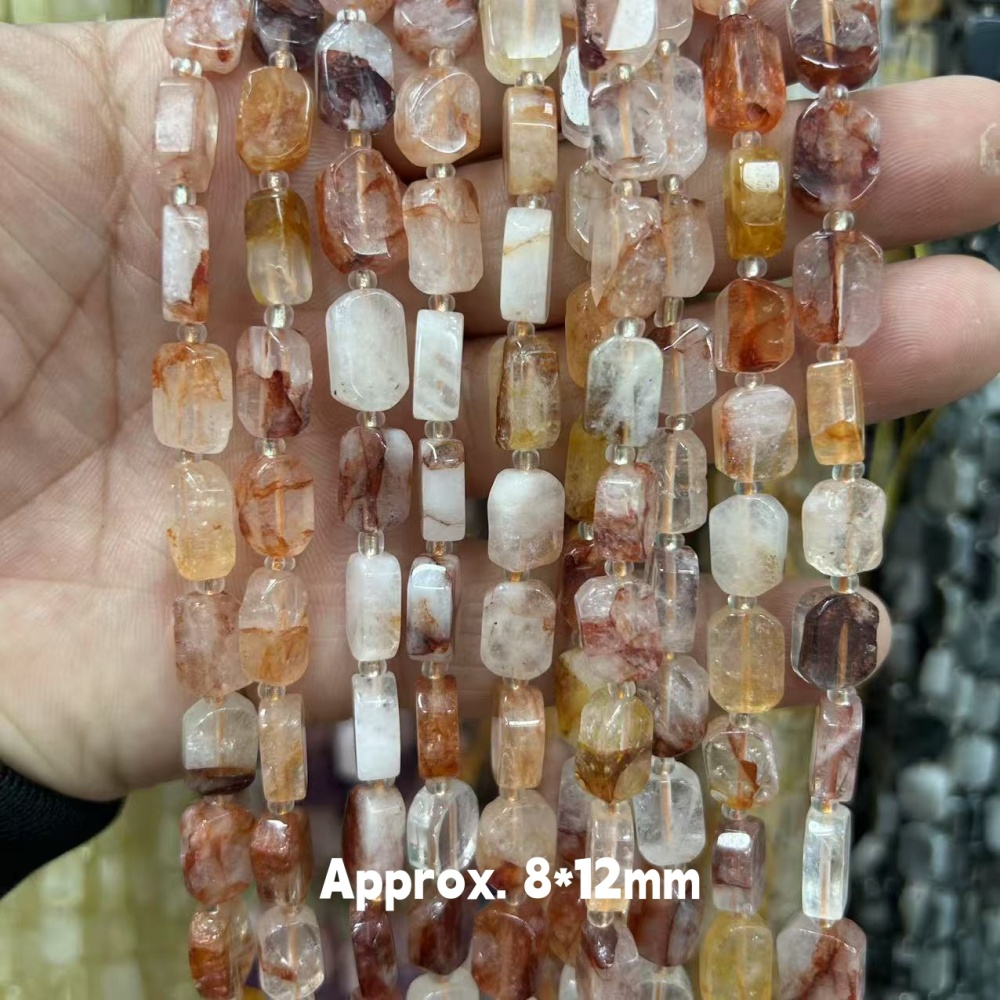 MYA3184--8*12mm Natural Red Glue Flower Irregular Flat Rectangular Beads