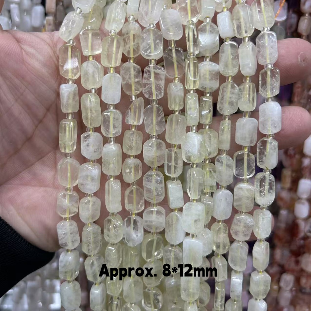 MYA3186--8*12mm Natural Lemon Crystal Irregular Flat Rectangular Beads
