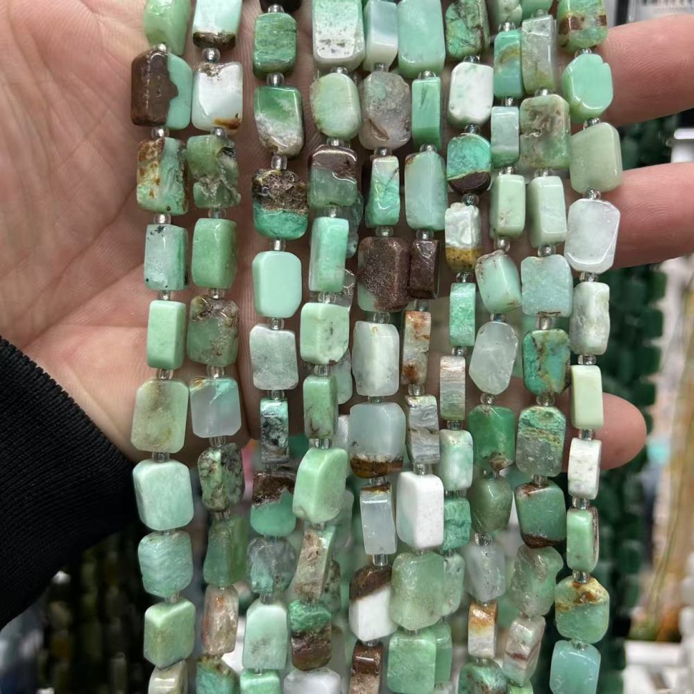 MYA3189--8*12mm Natural Australian Jade Irregular Flat Rectangular Beads