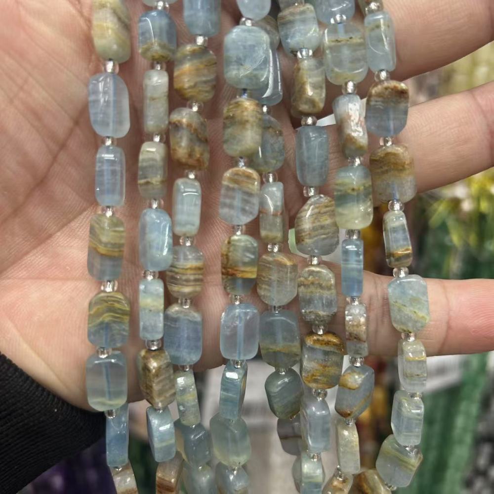 MYA3190--8*12mm Natural Calcite Irregular Flat Rectangular Beads