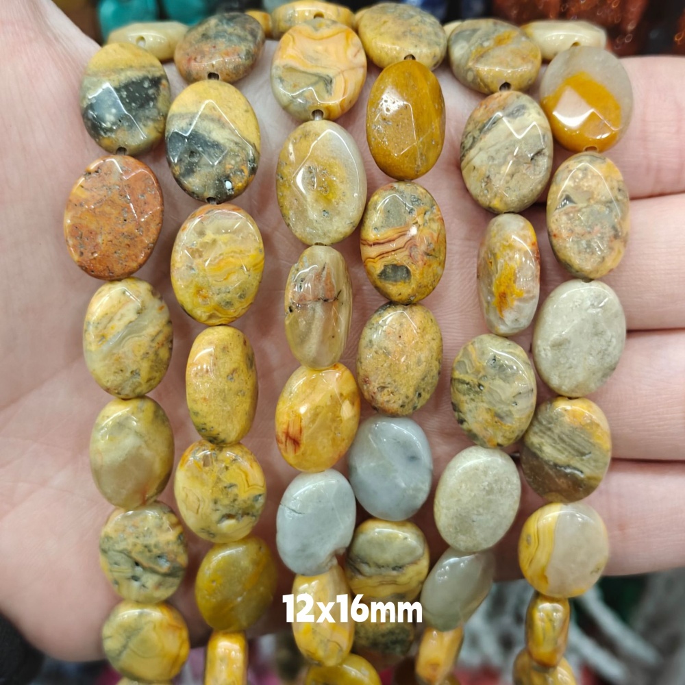MYA3217--12x16mm Natural Crazy Agate Oval Faceted Beads