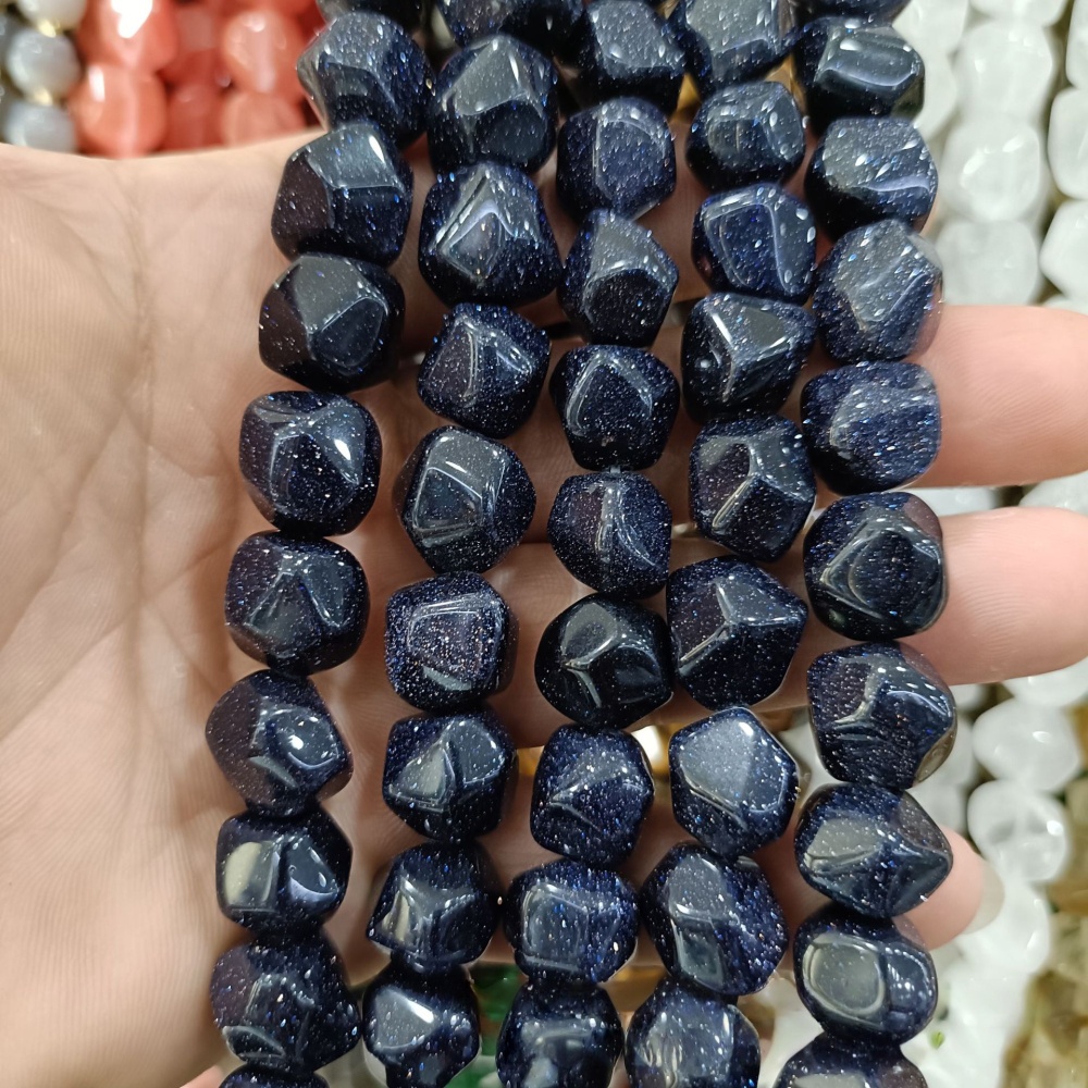 MYA3229--12-16mm irregularly shaped faceted square beads synthetic bluestone loose beads