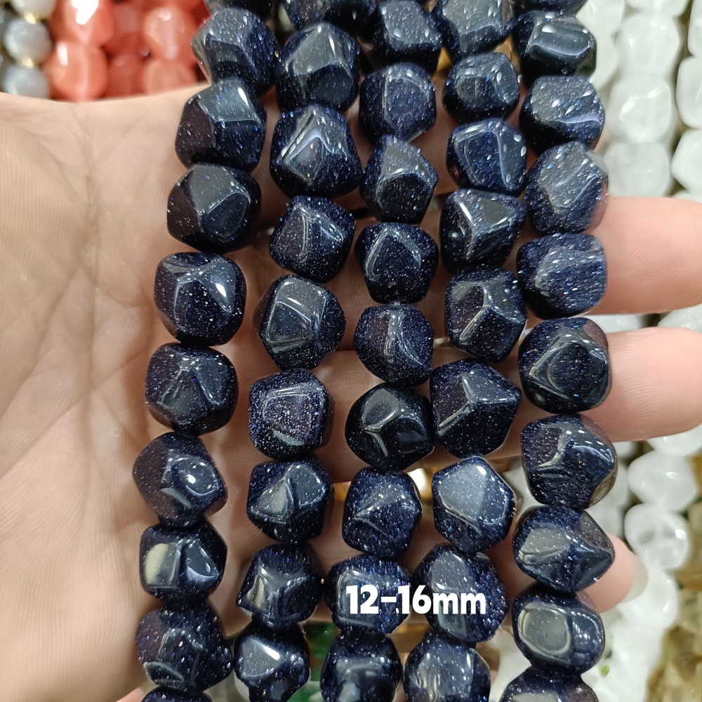 MYA3229--12-16mm irregularly shaped faceted square beads synthetic bluestone loose beads