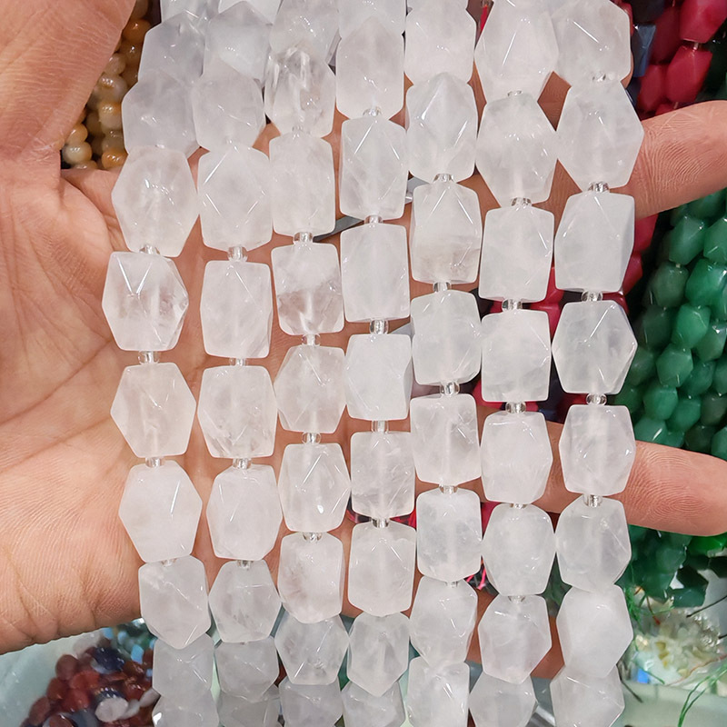 MYA3232--Natural Clear Quartz Octagonal Cut Beads