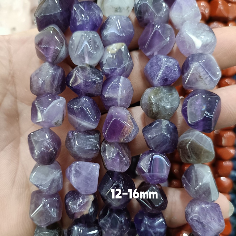 MYA3223--12-16mm irregularly shaped faceted amethyst (loose beads)