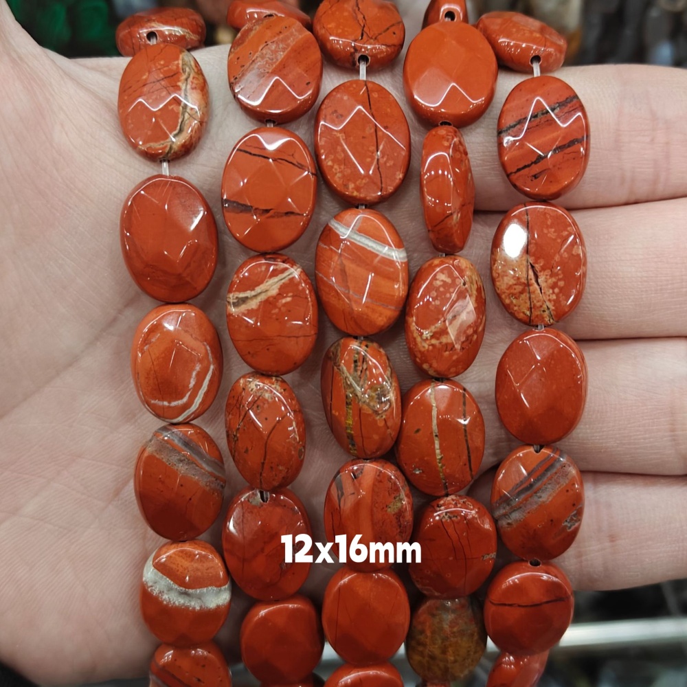 MYA3205--12x16mm Natural Red Jasper Oval-Cut Beads