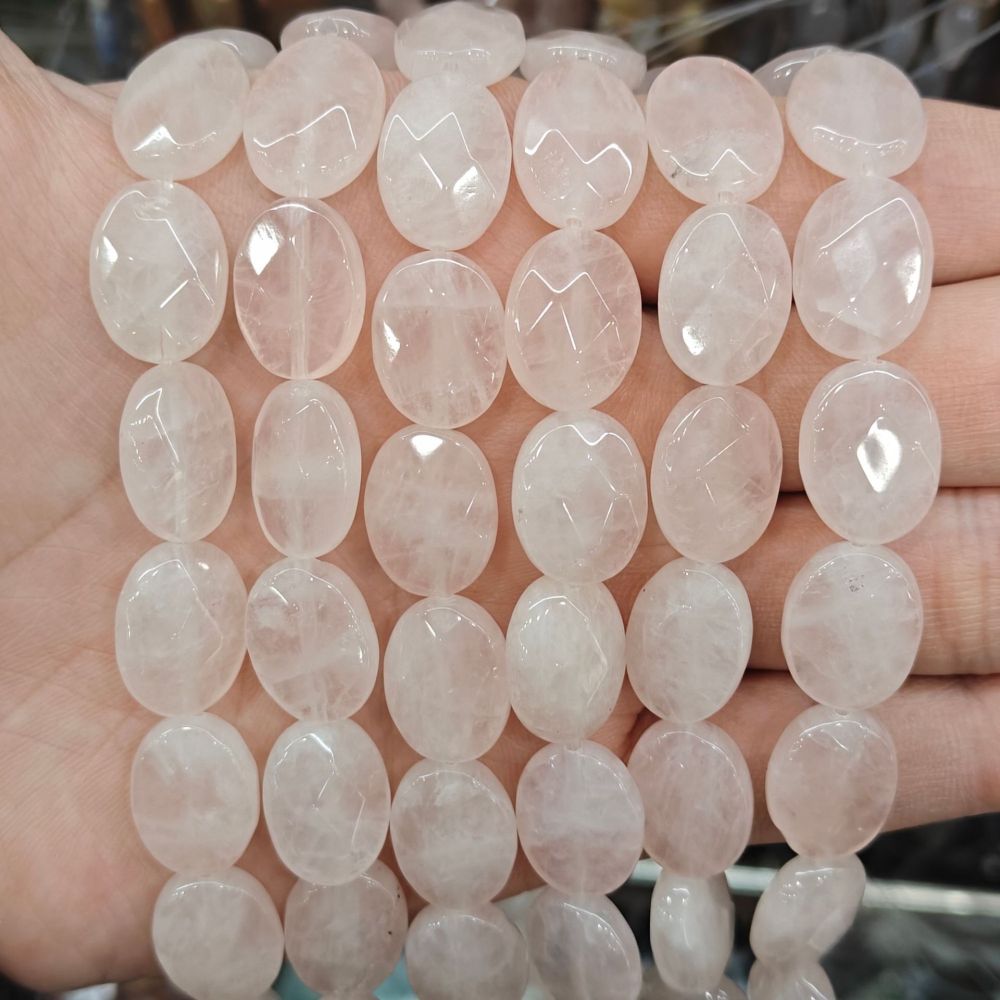 MYA3206--12x16mm Natural Rose Quartz Oval Faceted Beads