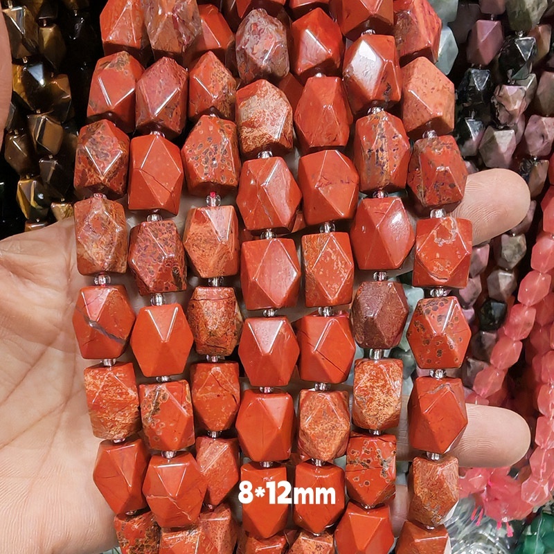 MYA3237--Natural red jasper octagonal cut beads