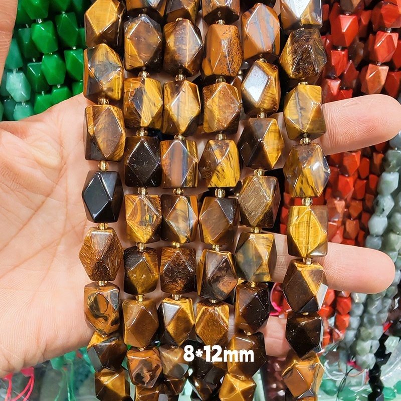MYA3238--Natural tiger's eye octagonal cut beads