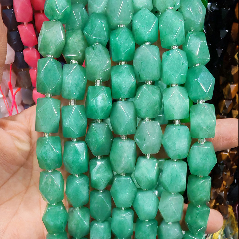 MYA3241--Natural green aventurine octagonal cut beads