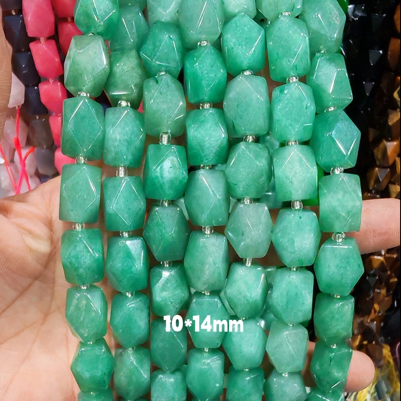 MYA3241--Natural green aventurine octagonal cut beads