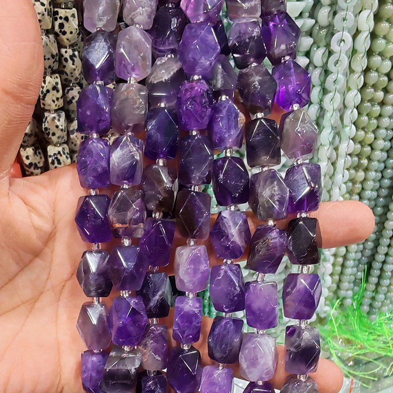 MYA3242--10*14mm Natural amethyst octagonal cut beads