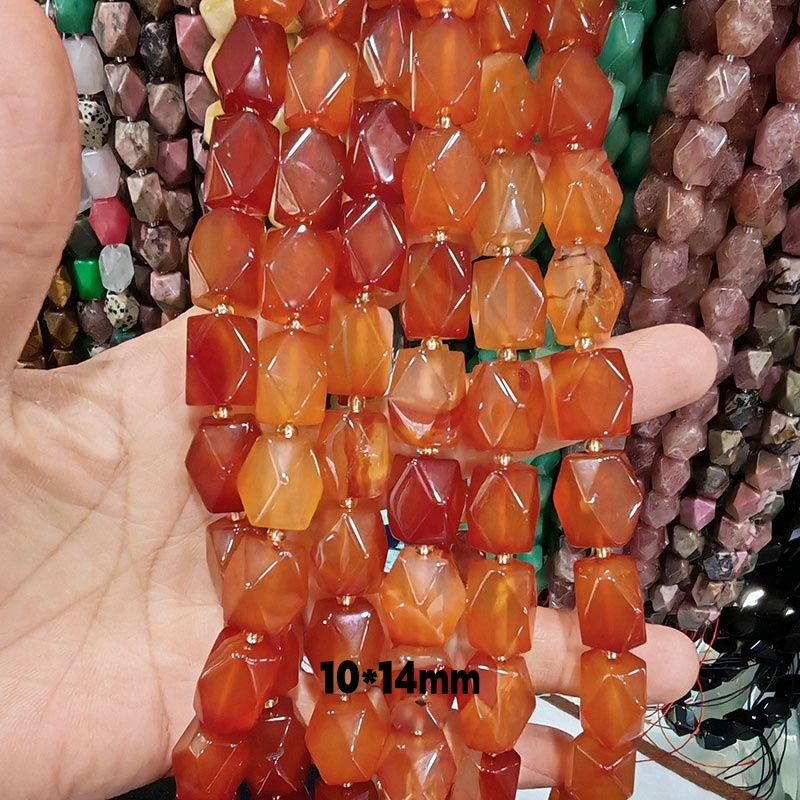 MYA3243--Natural red agate octagonal cut beads