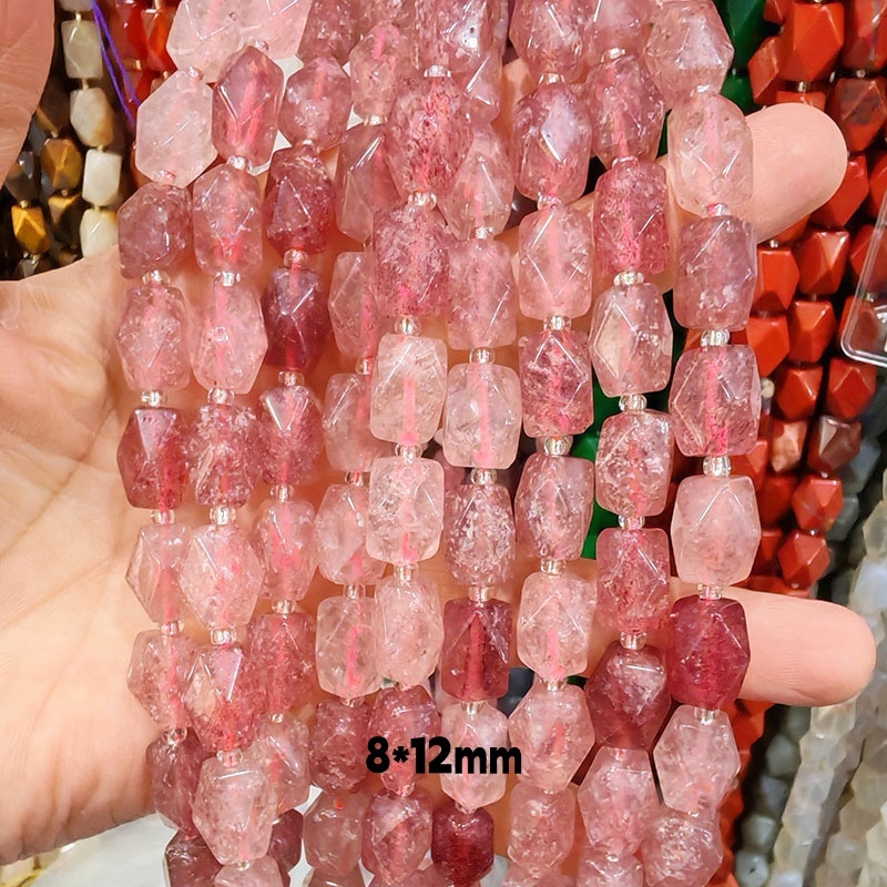 MYA3245--8*12mm Natural strawberry quartz octagonal cut beads