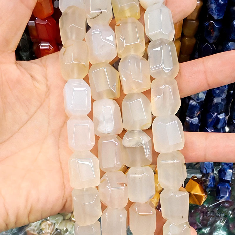 MYA3247--13*17mm Natural White Agate Double Turtle Faceted Beads