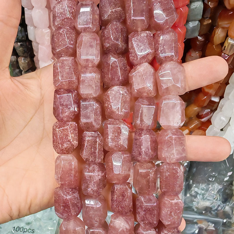 MYA3249--13*17mm Natural Strawberry Quartz Double-Turtle Faceted Beads