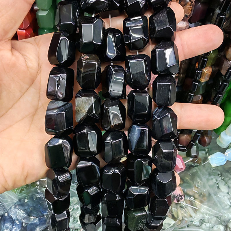MYA3252--13*17mm Natural Black Agate Double Turtle Faceted Beads
