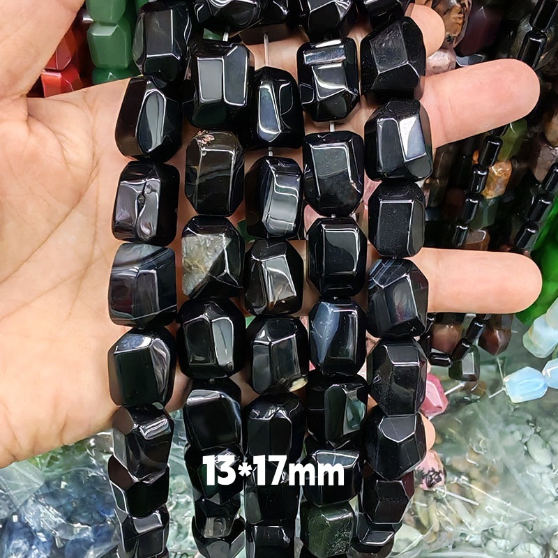 MYA3252--13*17mm Natural Black Agate Double Turtle Faceted Beads