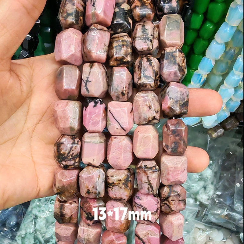 MYA3253--13*17mm Natural Black-lined Red Veined Stone Double Tortoise Faceted Beads