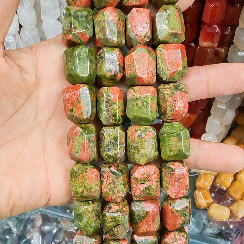 MYA3256--13*17mm Natural Unakite Double Turtle Faceted Beads