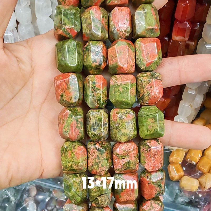 MYA3256--13*17mm Natural Unakite Double Turtle Faceted Beads