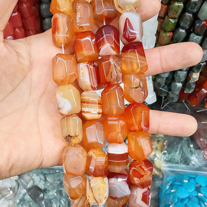 MYA3263--13*17mm Natural Striped Red Agate Double Turtle Faceted Beads