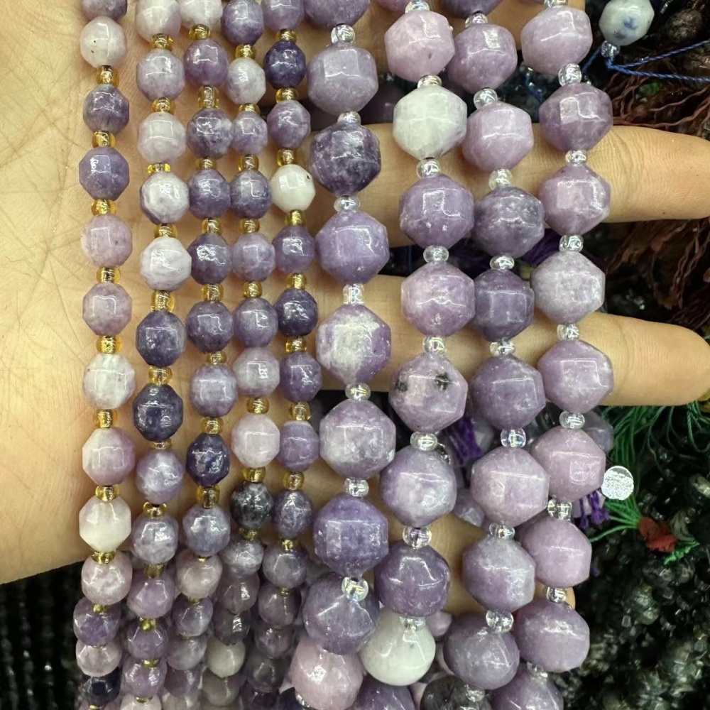 MYA3291--6-10mm Natural Lilac Faceted Lantern Beads
