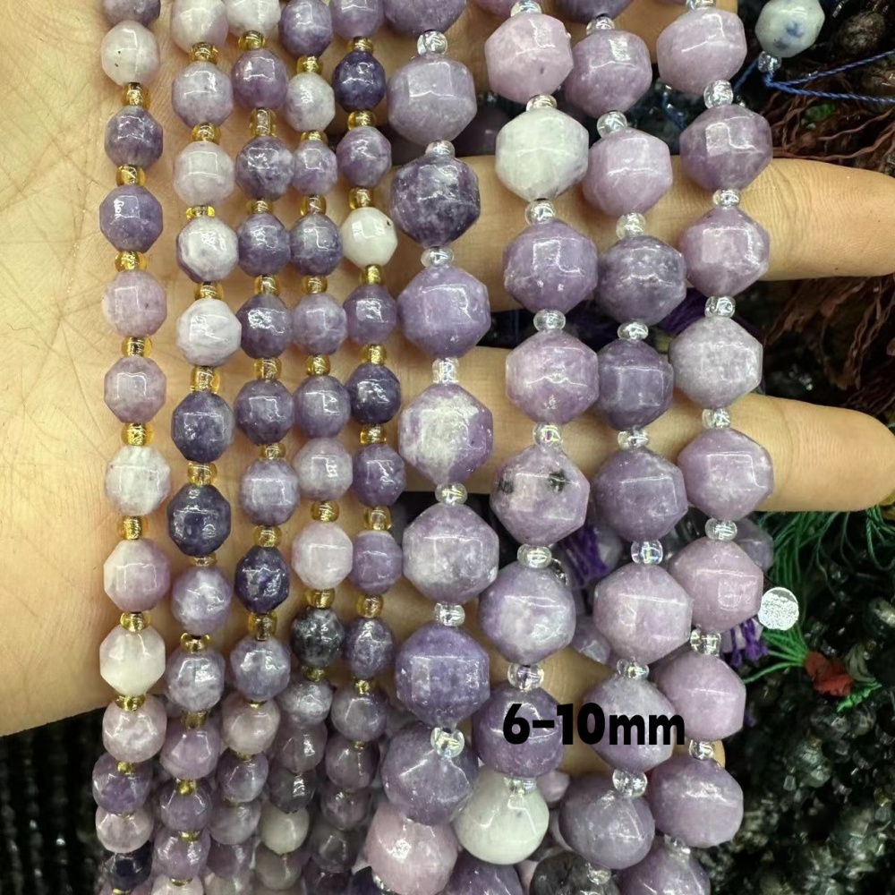 MYA3291--6-10mm Natural Lilac Faceted Lantern Beads