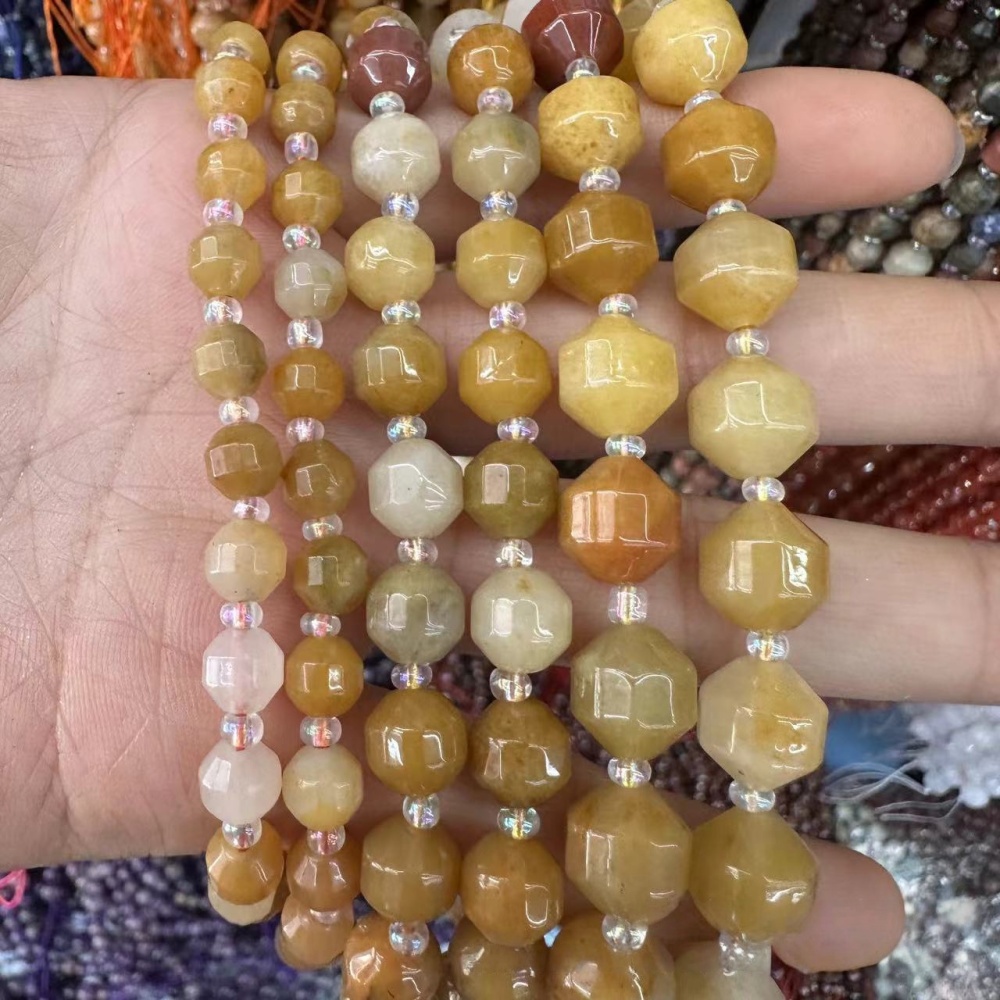 MYA3313--6-12mm Natural Topaz Faceted Lantern Beads