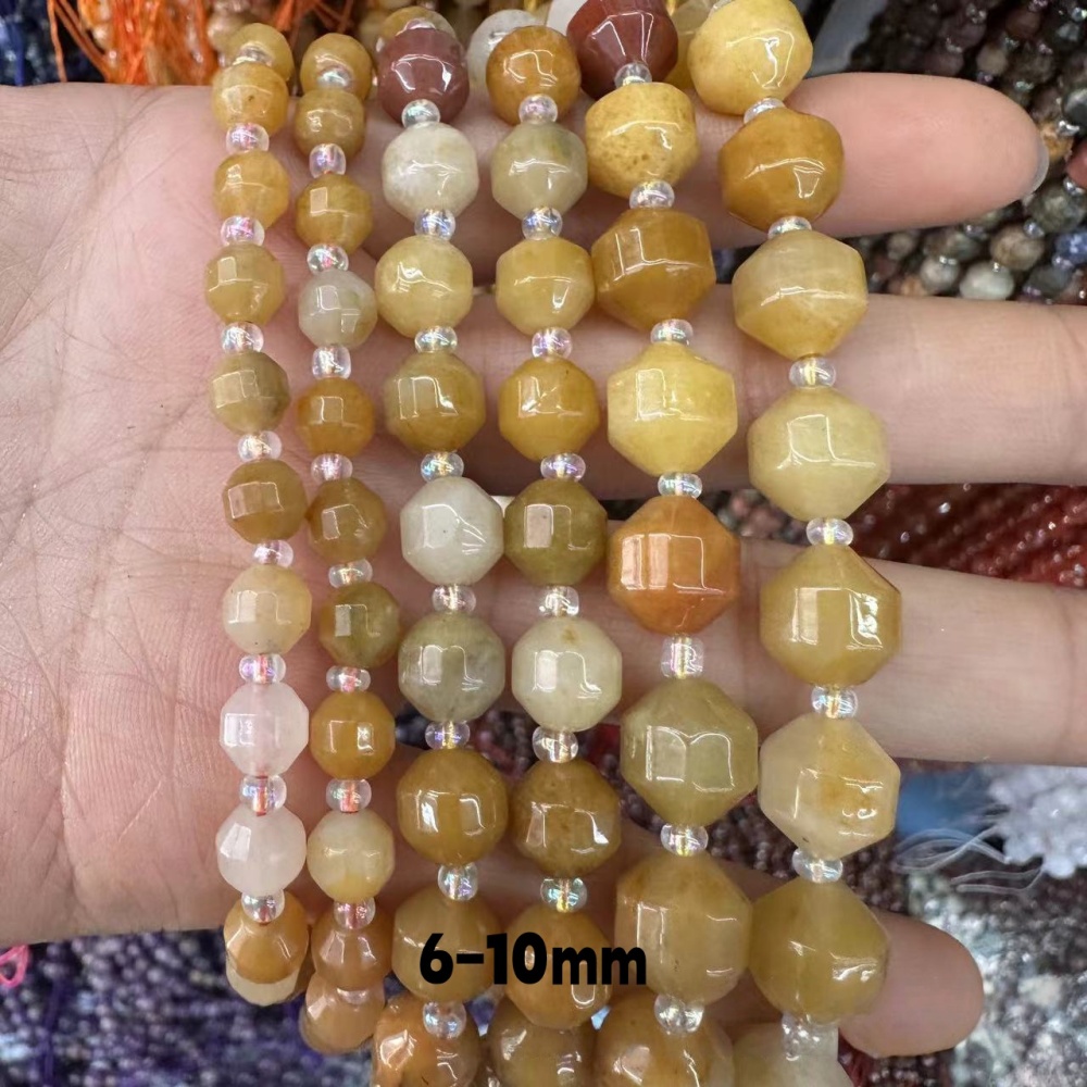 MYA3313--6-12mm Natural Topaz Faceted Lantern Beads