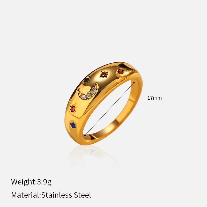 Natural Stone Stainless Steel Open Ring