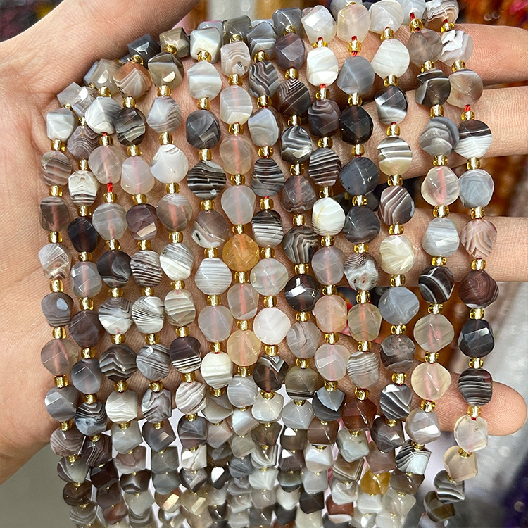 Twisted Faceted Natural Crystal Beads