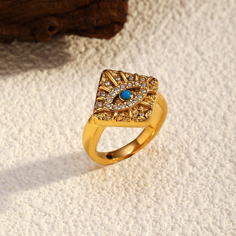 Natural Stone Stainless Steel Open Ring