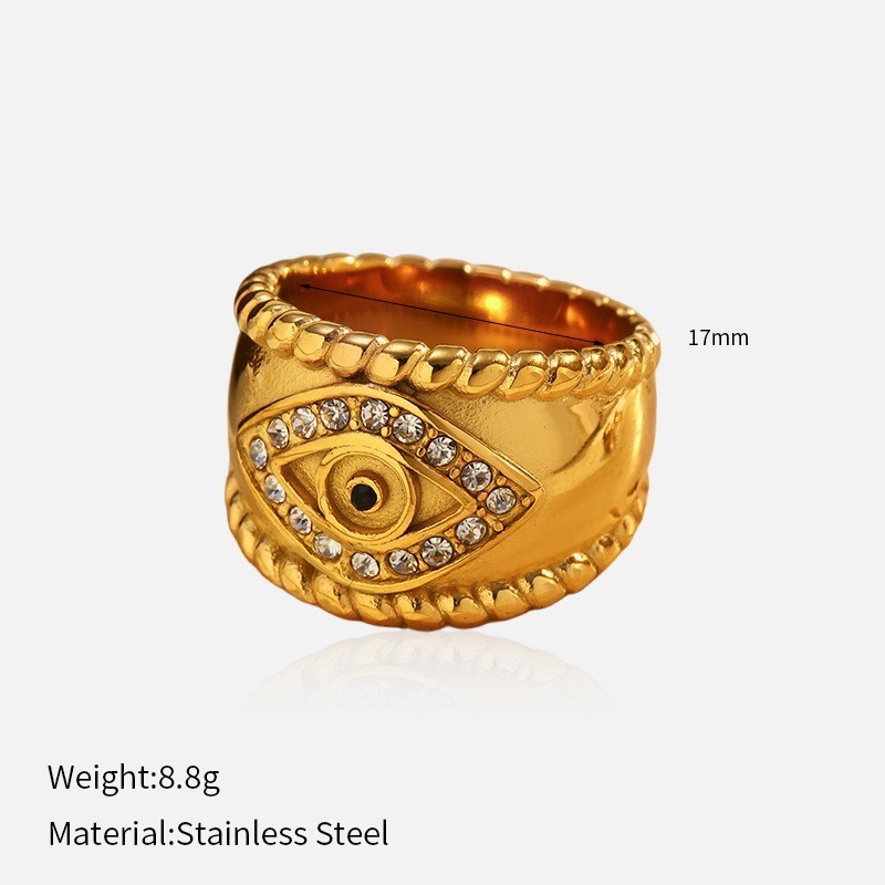 Natural Stone Stainless Steel Open Ring
