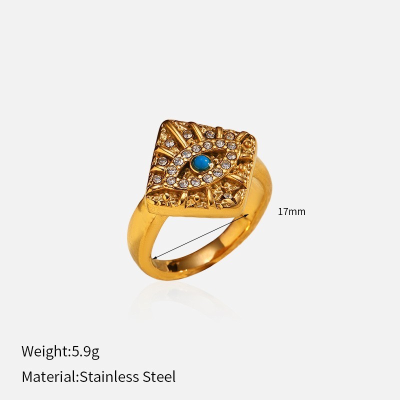 Natural Stone Stainless Steel Open Ring