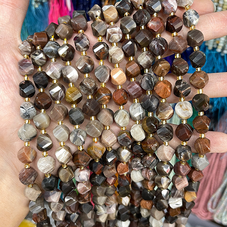 Twisted Faceted Natural Stone Crystal Faceted Beads