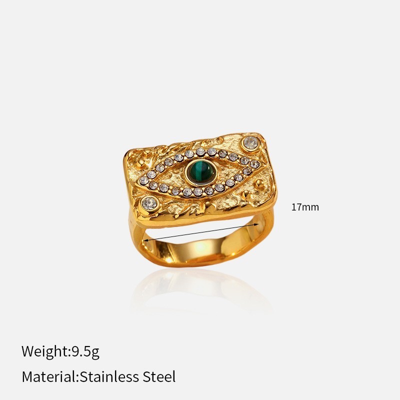 Natural Stone Stainless Steel Open Ring