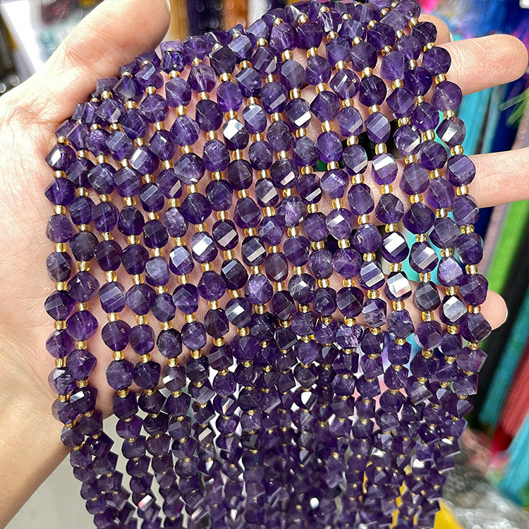 Twisted Faceted Natural Crystal Beads