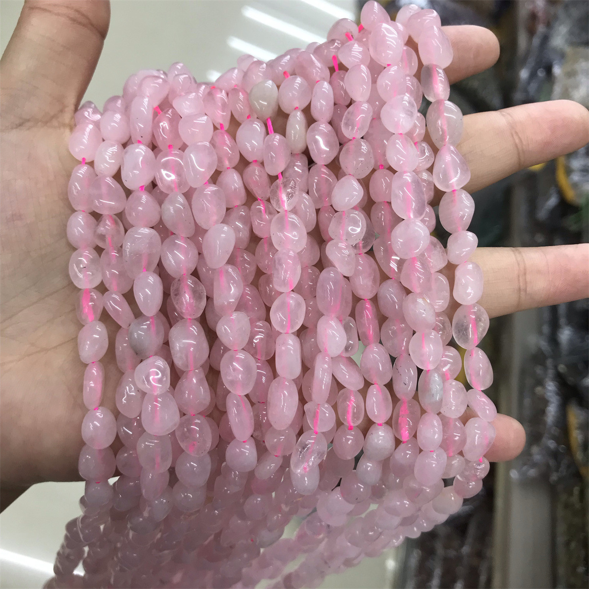 MYA3374--5-7mm Natural Rose Quartz Irregularly Shaped Beads