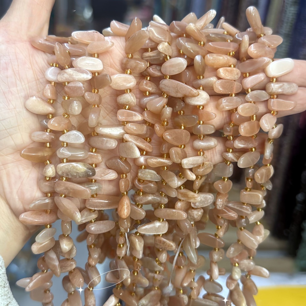MYA3332--7-16mm Natural Sunstone Teardrop-Shaped Long Beads