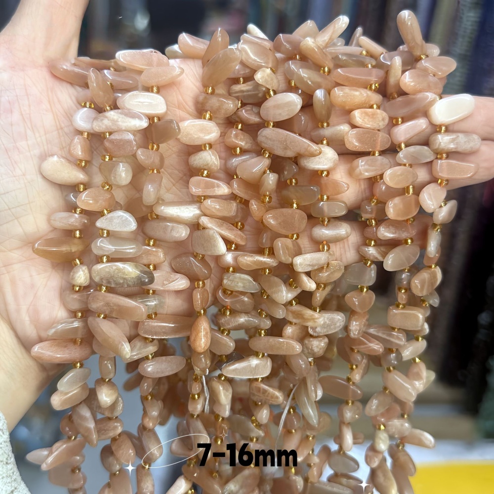 MYA3332--7-16mm Natural Sunstone Teardrop-Shaped Long Beads