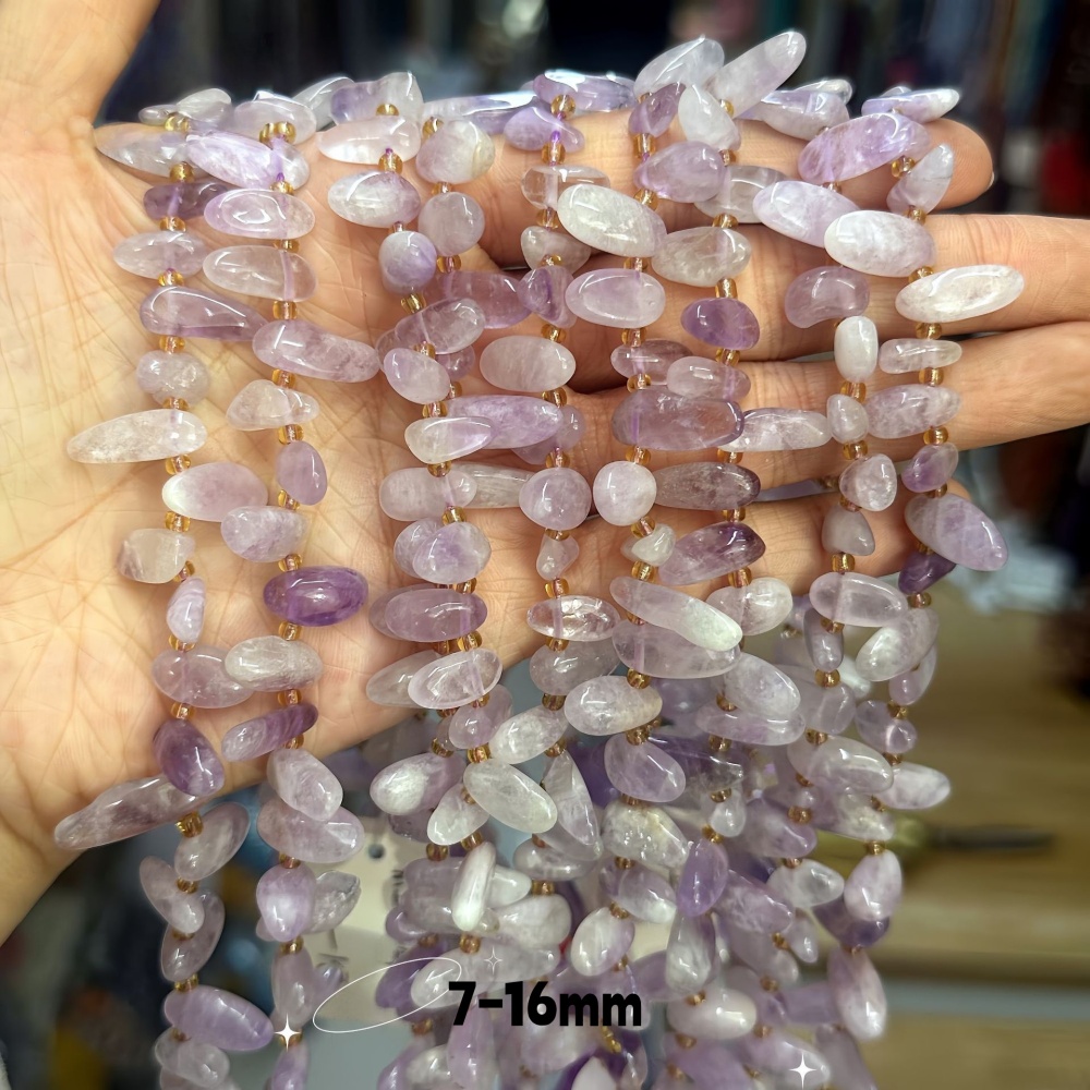 MYA3334--7-16mm Natural Purple Jade Teardrop-Shaped Long Ivory Beads