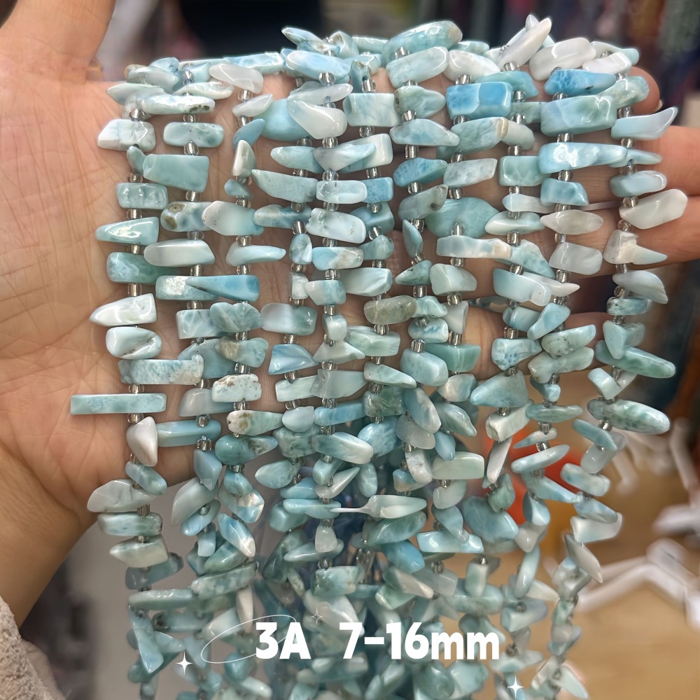 MYA3321--7-16mm Natural Larimar Teardrop-shaped Long Tooth Beads