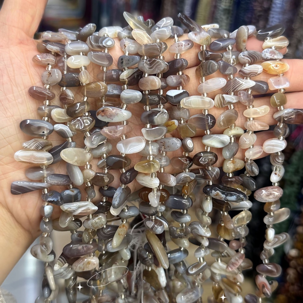 MYA3336--7-16mm Natural Persian Gulf Agate Teardrop-Shaped Long Ivory Beads