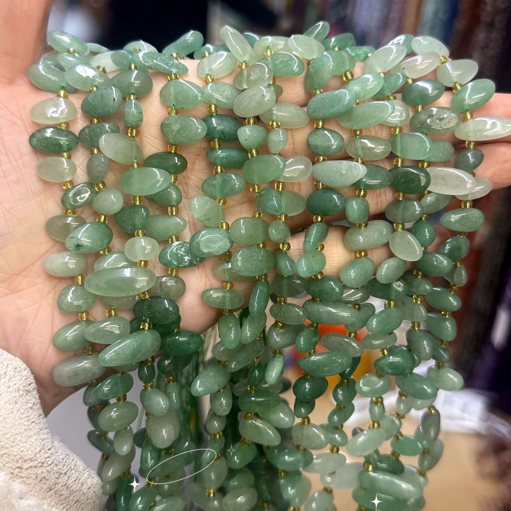 MYA3341--7-16mm Natural Green Aventurine Teardrop-Shaped Long Tooth Beads