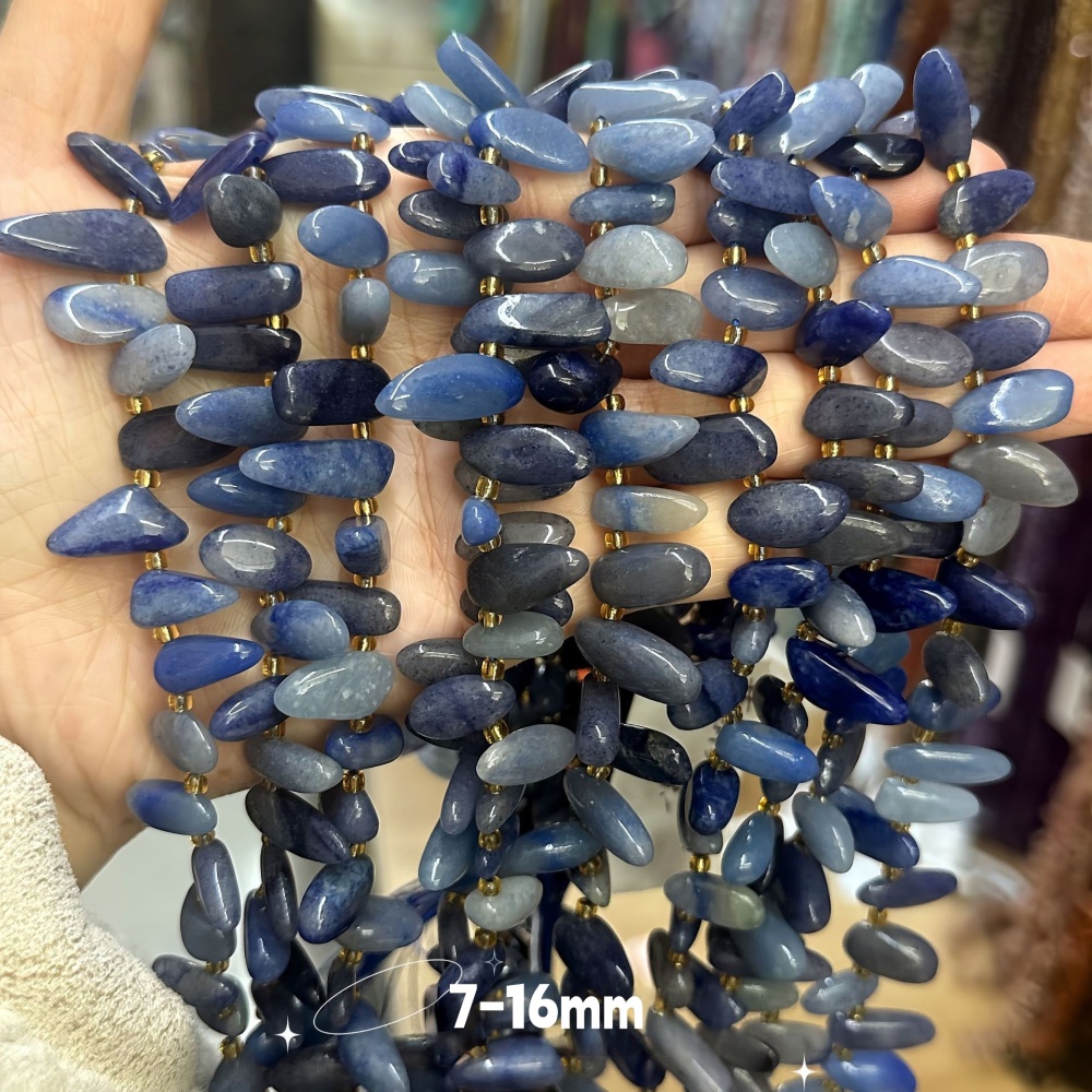 MYA3342--7-16mm Natural Blue Aventurine Teardrop-Shaped Long Tooth Beads
