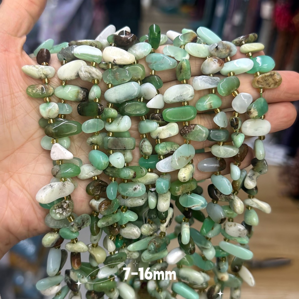 MYA3343--7-16mm Natural Australian Jade Teardrop-Shaped Long Tooth Beads